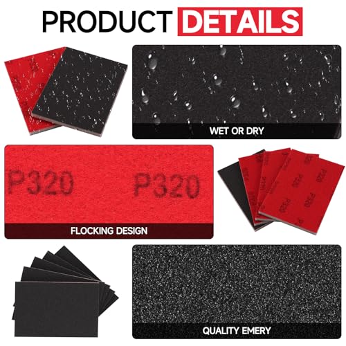 Shinboc 20 PCS Sanding Sponge 400 Grit, Hook and Loop Sandpaper Block - style: 400 Grit