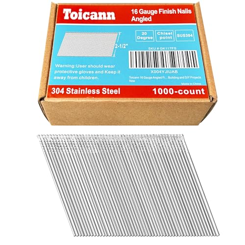 16 Gauge 20-Degree Angled Finish Nails 2-1/2 Inch, 1000-Pack - size: 2-1/2"~1000pcs