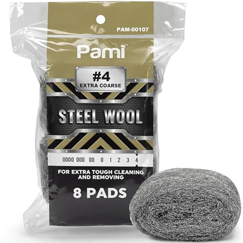 PAMI #4 Extra Coarse Steel Wool Pads,Metal Sponge,Heavy Duty Cleaning,8-Pk - style: #4 - Extra Coarse
