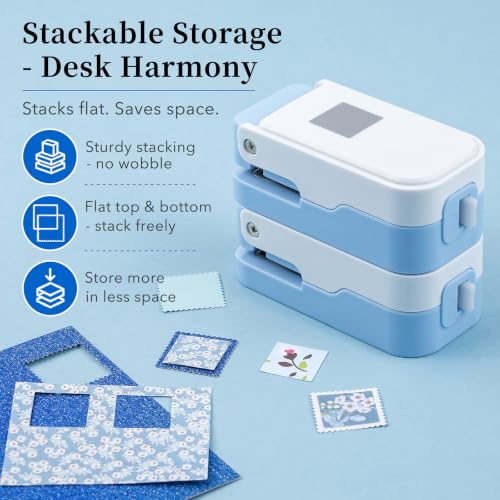 2Pcs Square Stamp Punch, Layering Stamp Cutter Craft Hole Punch - color: 1" & 0.83" Square Stamp Punch Blue