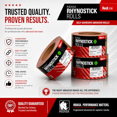 Indasa 2.75" PSA Sandpaper Roll - 27 Yard Rhynostick 500-Grit Long Continuous Roll, Self-Adhesive Stickyback Sand Paper for Woodworking, Automotive, Metal (Aluminum Oxide Plus Lubricant) - size: 500-Grit Aluminum Oxide Plus Lubricant