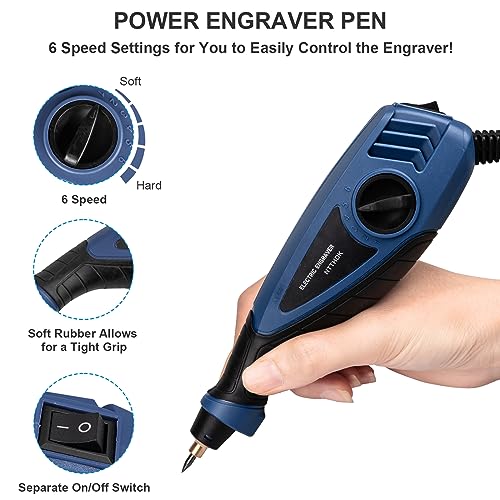 YEYETUO Engraving Pen, 6 Speed Metal Engraver, Engraving Machine for Wood