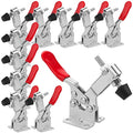Adjustable Toggle Clamp 12 Pack 201-B Style Quick Release Toggle Latch Hold Down Clamp Antiskid Red Horizontal Clamps 360Lbs Holding Capacity Quick Release Woodworking Tool