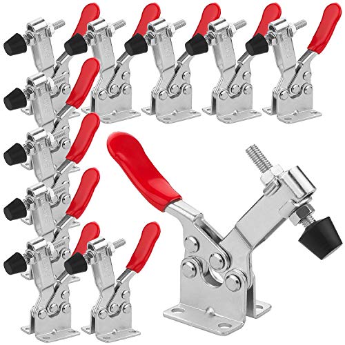 Adjustable Toggle Clamp 12 Pack 201-B Style Quick Release Toggle Latch Hold Down Clamp Antiskid Red Horizontal Clamps 360Lbs Holding Capacity Quick Release Woodworking Tool