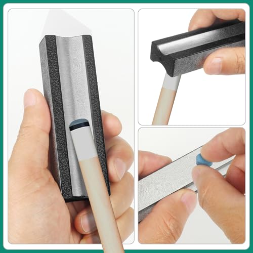 Vefungyan Billiards Pool Cue Tips Shaper: 2pcs Multifunctional Pool Stick Rapid Repair Tool and Polish Sandpaper Accessories