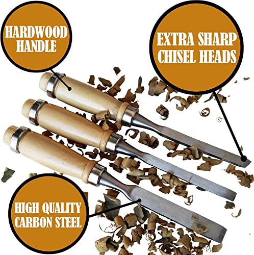 12 Pcs Wood Carving Chisel Set, SK5 Carbon Steel
