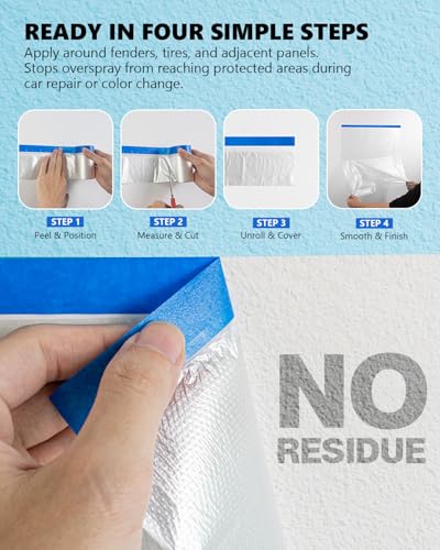 Pre-taped Automotive Masking Film for Painting - 22" x 66' (2 Rolls) - size: 22" x 66' X 2 Rolls