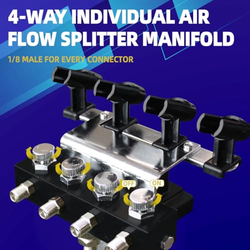 OPHIR Airbrush Holder with 5X Air Hoses & 4-Way Airbrush Splitter Manifold - size: with 5pcs of air hose