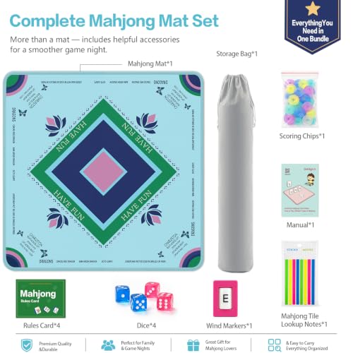 Mahjong Mat Set for American Mahjong, 32.4" x 32.4" - color: Hehua-set-1