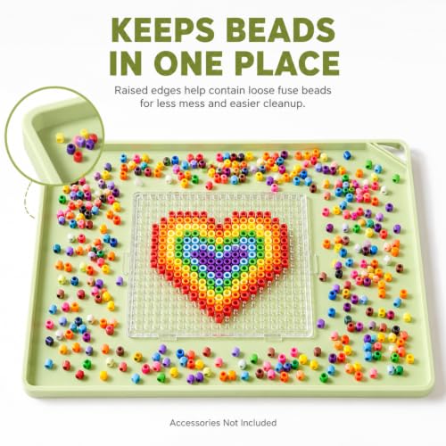 Large Fuse Bead Pegboard Mat 18.9 x 15 in, Silicone Craft Tray - color: Green