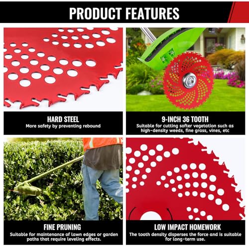 9" 36T Carbide & 10" 3T Brush Cutter Blades with Universal Adapter Kit