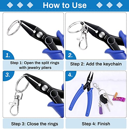 Evatage Split Ring Opener Tool - Keychain Pliers for Jewelry Making - style: 1 Pair
