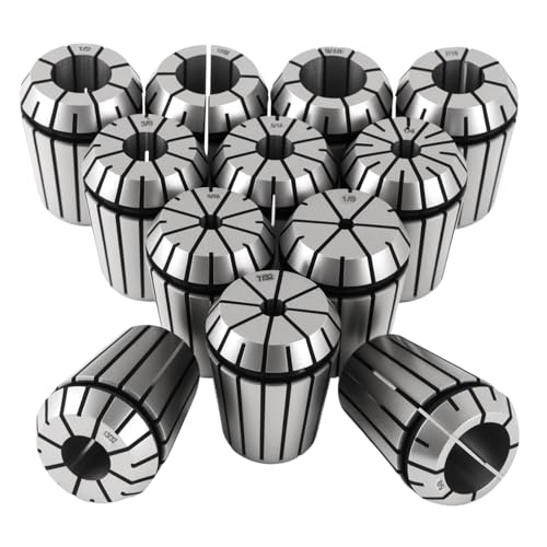 ER25 Spring 12Pcs Collet Set ER25 Collet Chuck for CNC Milling Lathe Tool & Engraving Machine Size includes:1/8", 3/16", 7/32", 1/4", 5/16", 3/8", 13/32", 7/16", 1/2", 17/32", 9/16", 5/8" - size: ER25 Collet