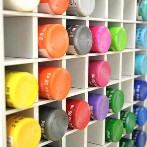 64 Grids Paint Organizer, Wall Mountable Craft Paint Storage Rack - color: 80 Grids