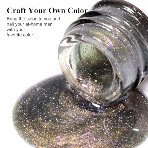 2 PCs 10ML Gel Nail Set, Black and Brilliant Golden Starlight - color: Golden Starlight Cat Eye & Black 2-Pack