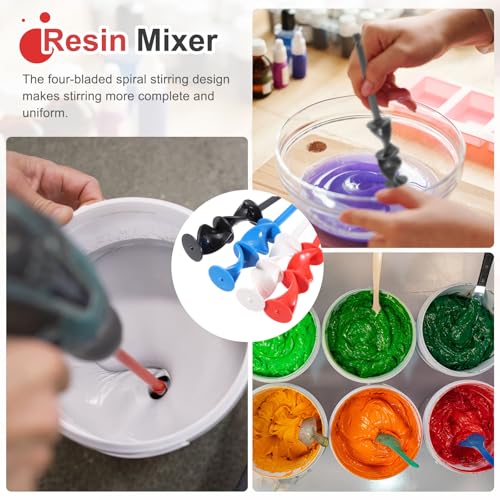 MECCANIXITY 4Pcs Drill Paint Mixer Epoxy Resin Mixer Helix Reusable Stirrer - color: Black/White