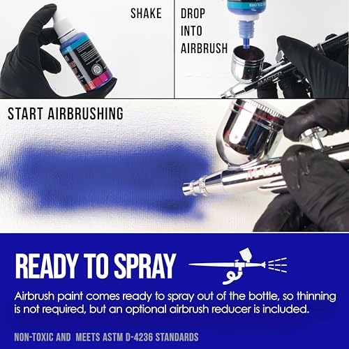 U.S. Art Supply Airbrush Paint Set, 36 Color Deluxe Kit, 1-oz Bottles - color: 36-Color Deluxe Set