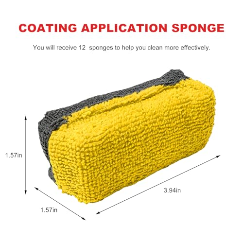 12 PCS Ceramic Coating Applicator Sponge, Microfiber Car Detailing Applicators Sponge Pads, Universal Automotive Sponges Applicator for Wax Sealant Paint Application (Yellow & Dark Gray) - color: Yellow & Dark Gray