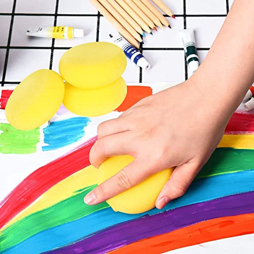 12 Pcs Round Painting Sponge WAFJAMF 2.96inch Yellow Craft Sponges Clay Sponge for Face Painting Art Crafts (Pack of 3) - size: 12PCS (Pack of 3)