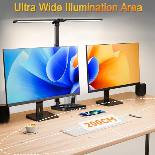 Retractable Dimmable LED Desk Lamp with USB Charging Port Desk Light - color: Pure Black
