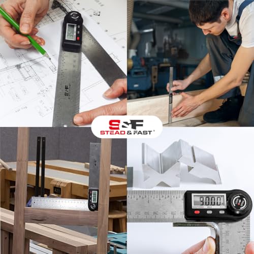 S&F STEAD & FAST Stainless Steel Digital Angle Finder Tool, 7 Inch / 200 mm - size: Full Size