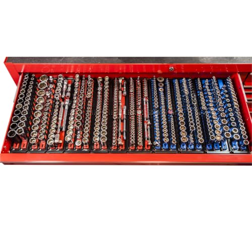 Ernst Manufacturing 19-Inch Socket Boss 2-Rail 3/4-Inch-Drive Twist-Lock Socket Organizer, Blue (8459) - Made in the USA - color: Blue, size: 3/4"