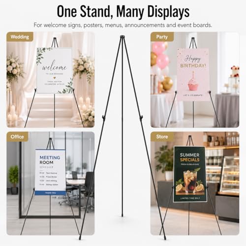 RRFTOK 63 Inch Easel Stand for Sign, Poster Stand and Wedding Sign - style: 63B