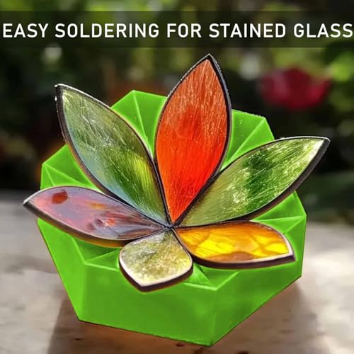 ARSTBETY 4 Pack Stained Glass Flower Succulent Soldering Jig for 6 Petal - color: 6 Petal Red Yellow Blue Green