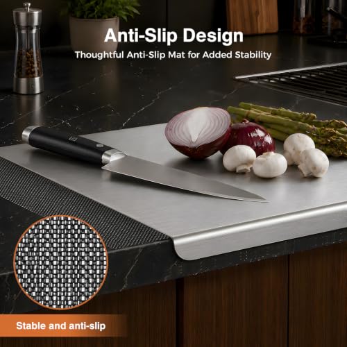 Titanium Cutting Boards for Kitchen, Double-sided non-toxic Pure Titanium Cutting Board, Dishwasher Safe Chopping & Kneading Board for Meat, Fruits, Vegetables & Baking,16 * 12 - size: 16"L x 12"W