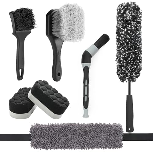 Fantasticlean 7PCS Wheel Tire Brush Kit for Car Detailing Cleaning - size: 7PCS-WDK004