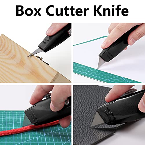 DIYSELF 4 Pack Box Cutters Retractable Utility Knife, Black - color: Black, size: 4 Pack