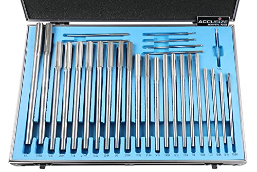Accusize Chucking Reamer Set, 1/16" to 1/2" by 1/64", 29 Pc - size: 1/16" thru. 1/2" by 1/64"
