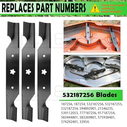 3 Pack 532187256 Mower Blades for Husqvarna 54 inch Z254F Decks - size: 532187256