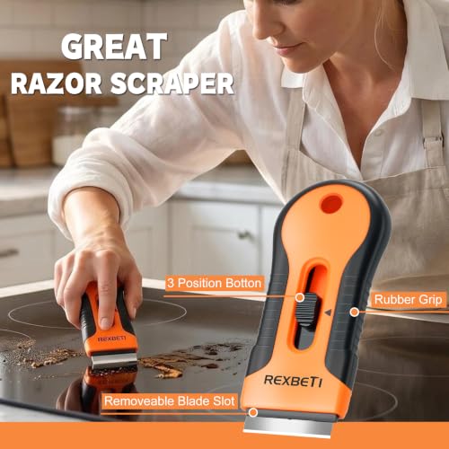 REXBETI Razor Blade Scraper Tool, Paint, Windows, Glass Stovetop Scraper - size: 8