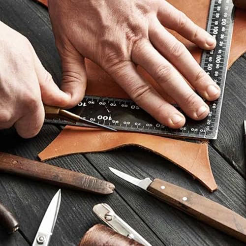 Stainless Steel L Shaped Ruler, 4 Inch by 6 Inch Framing Square Carpenter Square Sliver Metal Square Right Angle Ruler Square Framing Measuring Tool for Engineer Carpenter