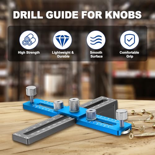 HARFINGTON Adjustable Cabinet Hardware Jig Cabinet Handle Template Tool - color: Blue