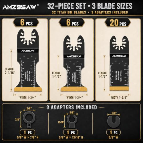 AMZBSAW 32PCS Titanium Metal Cutting Blades for Wood, Nails & Plastic - style: B-32 PCS