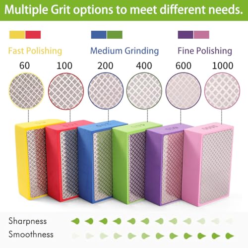 6PCS Diamond Polishing Pads Sanding Blocks 100x2/200x2/400x2 Multi-Grit Dry/Wet Hand Diamond Sanding Pads Kit for Grinding Ceramic Tile Glass Stone Metal Wood - style: 6PCS-3