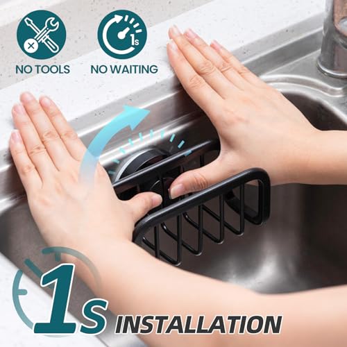 TAILI Black Sponge Holder for Kitchen Sink with Strong Suction Cup - color: Black, size: 5.1" x 2.3"