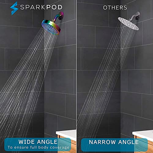 SparkPod Rain Shower Head, 6 Inch Round, Radiant Rainbow Finish - color: Radiant Rainbow, style: 6 Inch Round