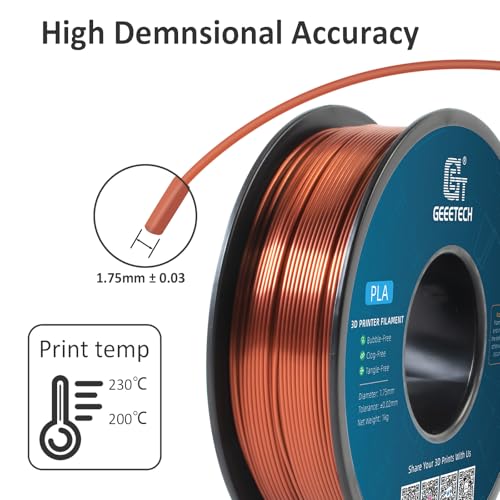 Geeetech Silk PLA Filament 1.75mm, Metallic Copper Silk Filament - color: 1kg Silk Copper