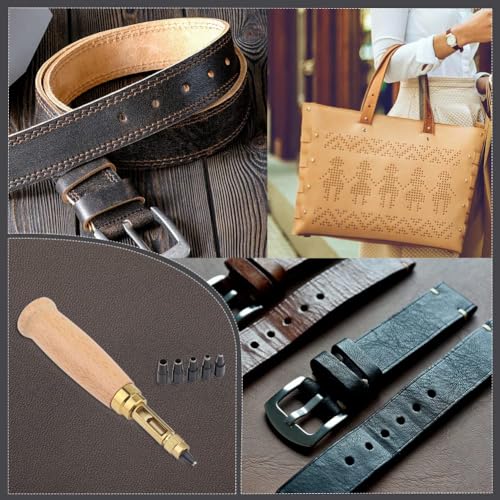 Mnuizu Japanese Adjustable Leather Screw Punch with 1.5-4mm Hole Punch Tips - color: White