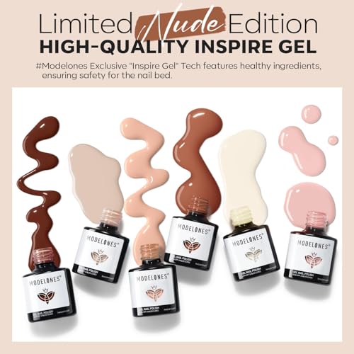 modelones Nude Pink Gel Nail Polish Set, 6 Colors Neutral Skin Tones - color: A A A-1 Natural Glow
