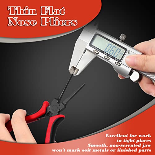 SPEEDWOX 5.5 Inch Thin Flat Nose Pliers Smooth Jaw TPR Handle - color: Red&black Smooth Jaw