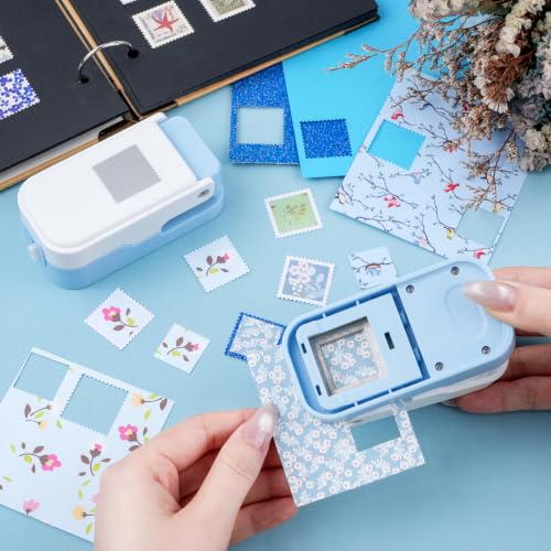 2Pcs Square Stamp Punch, Layering Stamp Cutter Craft Hole Punch - color: 1" & 0.83" Square Stamp Punch Blue