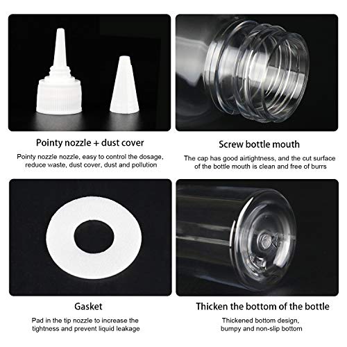 TRENDBOX 1oz / 30ml Plastic Bottle Pointed Mouth Top Cap for Essential Oils, Liquid - 12 Pack - size: 12 Pack - 30 ml