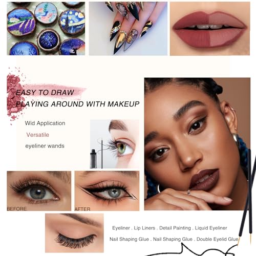100 Pack Disposable Eyeliner Brush, Ultra-fine Point Eye Liner Applicator Cosmetic Eye Wands Makeup Brushes Tools (Color: Black)