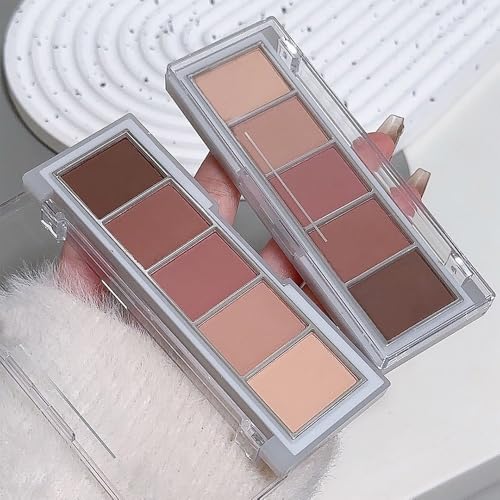 Matte Neutral Eyeshadow Palette 5 Shades, Highly Pigmented Blendable Warm Nude Pink Brown Eye Shadow Palette Makeup, Everyday Natural Look for Beginners, Long Lasting Travel Size 04# - color: A-#04