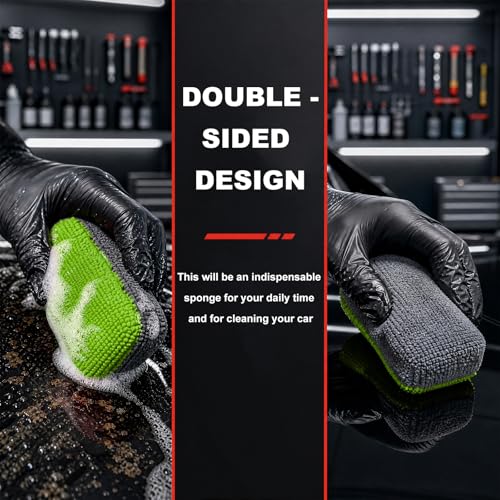 12 PCS Ceramic Coating Applicator Sponge, Microfiber Car Detailing Applicators Sponge Pads, Universal Automotive Sponges Applicator for Wax Sealant Paint Application (Green & Dark Gray) - color: Green & Dark Gray