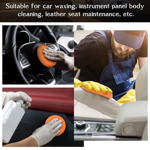 Tanlade 50 Pcs Microfiber Wax Applicator Pads 5 Inch, Orange - color: Orange